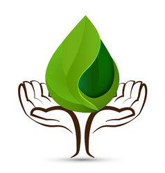 Hand tree engineering gear leaf leaves logo icon Vector Image