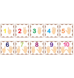 Counting numbers with hands and dots on white Vector Image