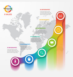Line graph infographic template 5 values Vector Image