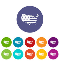 USA map icon outline style Royalty Free Vector Image