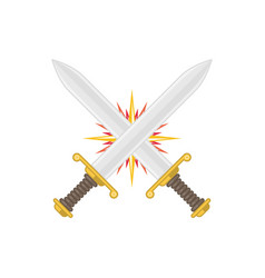 Two crossed swords isolated on white background Vector Image