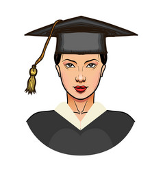 Happy girl in graduation gown Royalty Free Vector Image