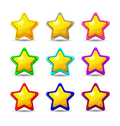 Set Of Cute Kawaii Stars On Different Circle Vector Image