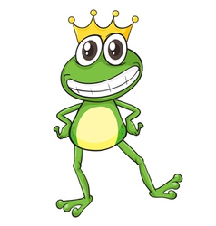 Cartoon Adorable King Frog Waving Hand Royalty Free Vector