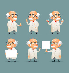 Cartoon Old Chemist Scientist With Flask Vector Image