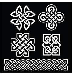 Celtic irish patterns and braids on black Vector Image