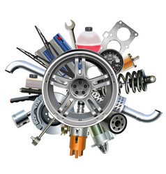 Car wheel with suspension parts Royalty Free Vector Image