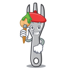 Angry fork character cartoon style Royalty Free Vector Image