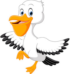 Cute pelican cartoon Royalty Free Vector Image