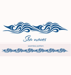 Marine seamless pattern with stylized waves Vector Image