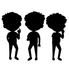 Cartoon character kids silhouette on white Vector Image