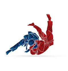 Judo sport action cartoon graphic Royalty Free Vector Image