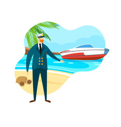 Cartoon ship captain pointing on a ship Royalty Free Vector