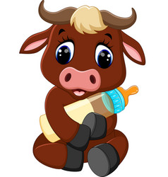 cute baby bull cartoon royalty free vector image vectorstock