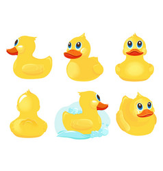 Cute cartoon yellow rubber duck Royalty Free Vector Image