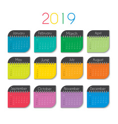 Simple calendar layout for year 2019 week starts vector image