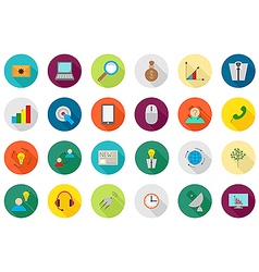 Business office round icons set Royalty Free Vector Image