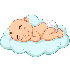 Cute baby cartoon sleeping on the moon Royalty Free Vector