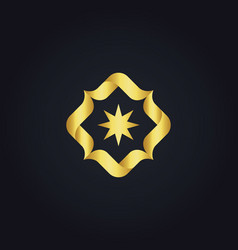 Gold globe star logo Royalty Free Vector Image