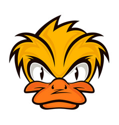 Cartoon evil face duck with collar Royalty Free Vector Image