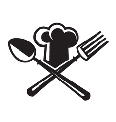 Chef with spoon and fork Royalty Free Vector Image