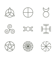 Set of pentagram dot work ancient pagan symbol Vector Image