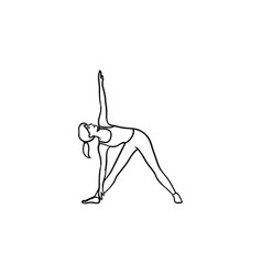 Woman stretching in yoga pose hand drawn outline Vector Image