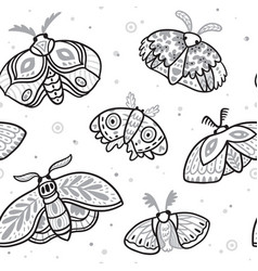 Pattern with hand drawn butterflies and moths Vector Image