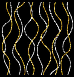 Zigzag seamless pattern gold glitter and black Vector Image