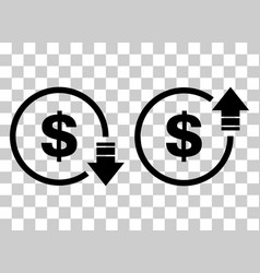 Set of cost symbol dollar increase and decrease Vector Image
