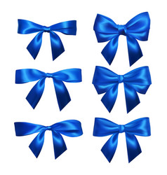 Set of realistic blue bows element for decoration Vector Image