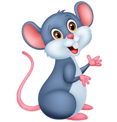 Cartoon happy mouse waving Royalty Free Vector Image