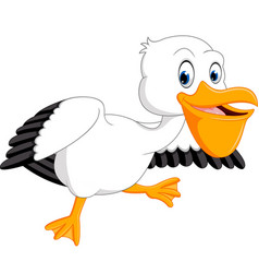 Cute pelican cartoon Royalty Free Vector Image