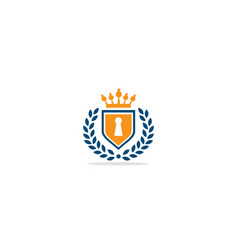 Emblem shield crown logo Royalty Free Vector Image