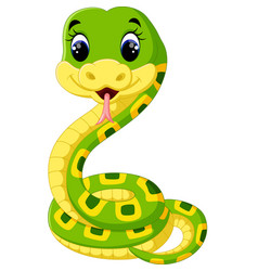 Cute green snake cartoon Royalty Free Vector Image