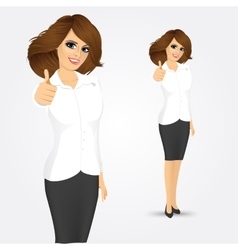 Attractive happy businesswoman celebrating Vector Image