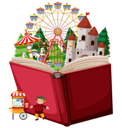 Open book fun park theme Royalty Free Vector Image