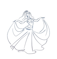 Belly dancer figure gesture sketch line drawing Vector Image