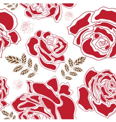 Red roses seamless pattern flowers leaves Vector Image