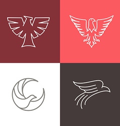 Eagle and falcon linear logos Royalty Free Vector Image