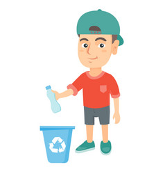 Girl throwing plastic bottle in recycle bin Vector Image