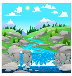 Mountain landscape with river Royalty Free Vector Image