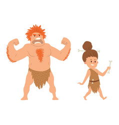 Caveman primitive people cartoon action Royalty Free Vector