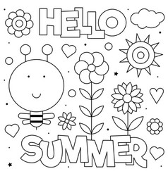 Hello summer coloring page Royalty Free Vector Image