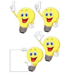 Cartoon Funny Light Bulb Pointing His Finger Vector Image