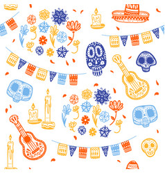 Mexican fiesta pattern traditional floral holiday Vector Image
