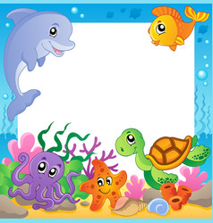 Frame with underwater animals 3 Royalty Free Vector Image