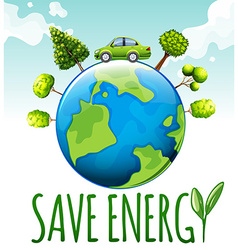 Save energy theme with earth and tree Royalty Free Vector