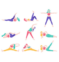 Yoga postures exercises set Royalty Free Vector Image