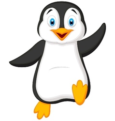 Cute penguin cartoon waving Royalty Free Vector Image